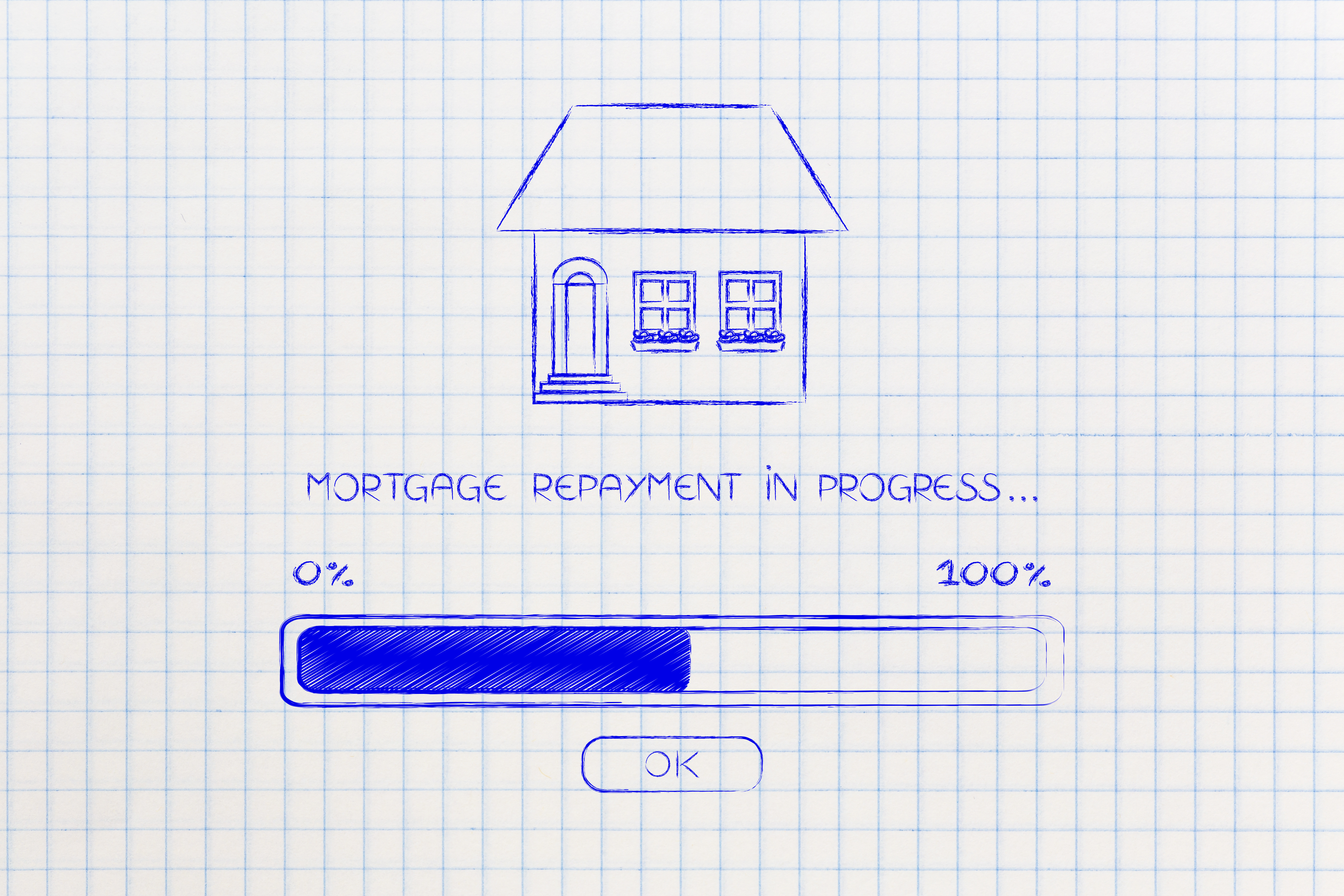 mortgage repayment house with progress bar loading